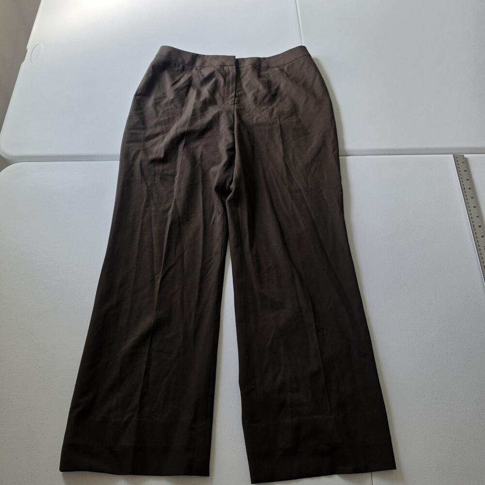 Lafayette 148 New York Dress Pants Womens 12 Brown Twill Wide Leg Office